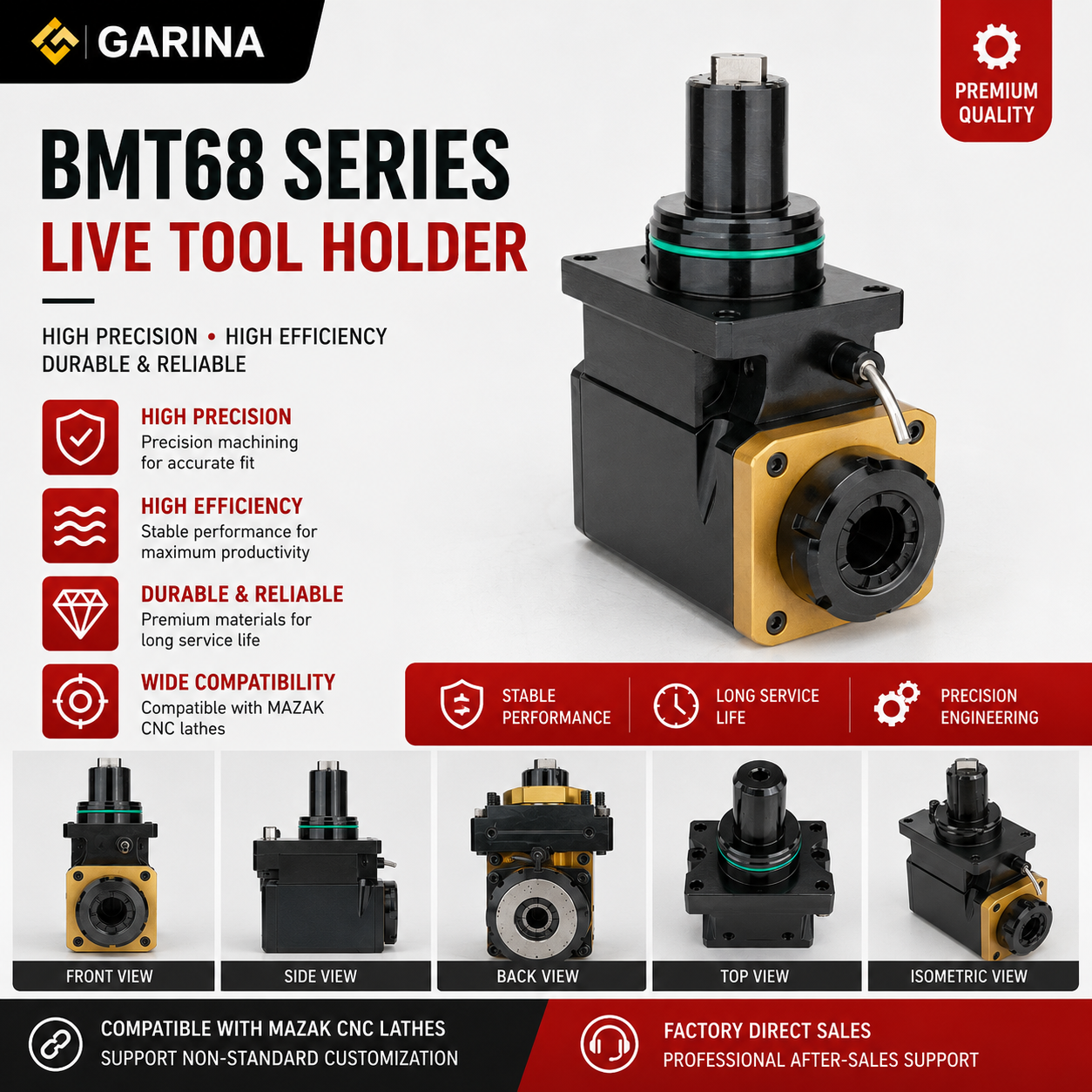 Power Tools Holder - BMT68 Live Tool Holder for Mazak
