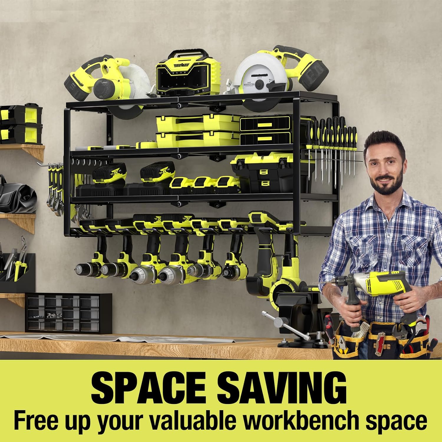 4 Layer Wall Mount Power Tool  - Power Tools Holder avaliação e preço