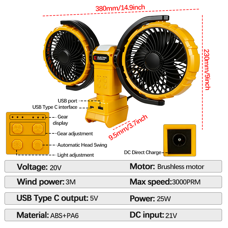 3000RPM Portable Dual Head Fan - Power Tools Lowes avaliação e preço