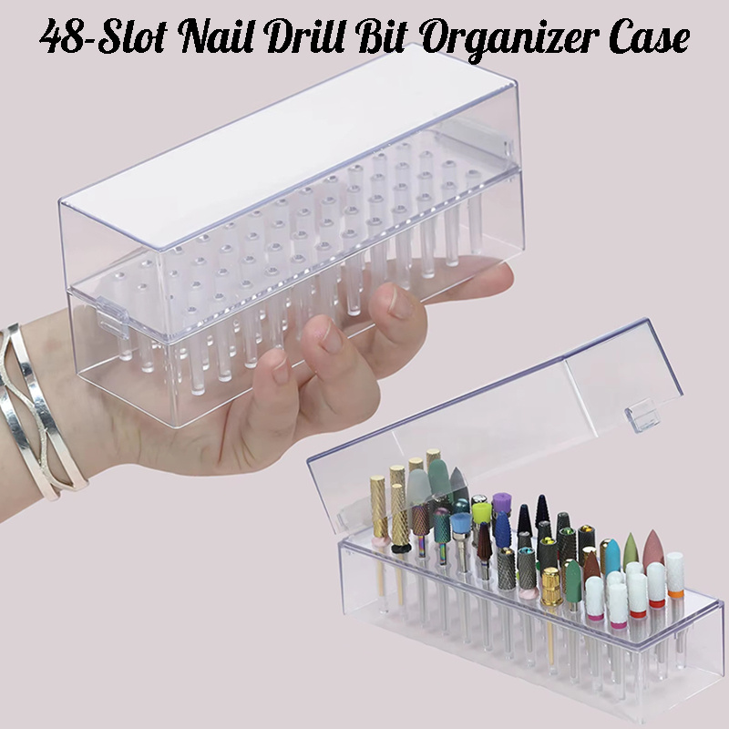 48 Holes Clear Nail Drill Bits - Power Tools Holder avaliação e preço