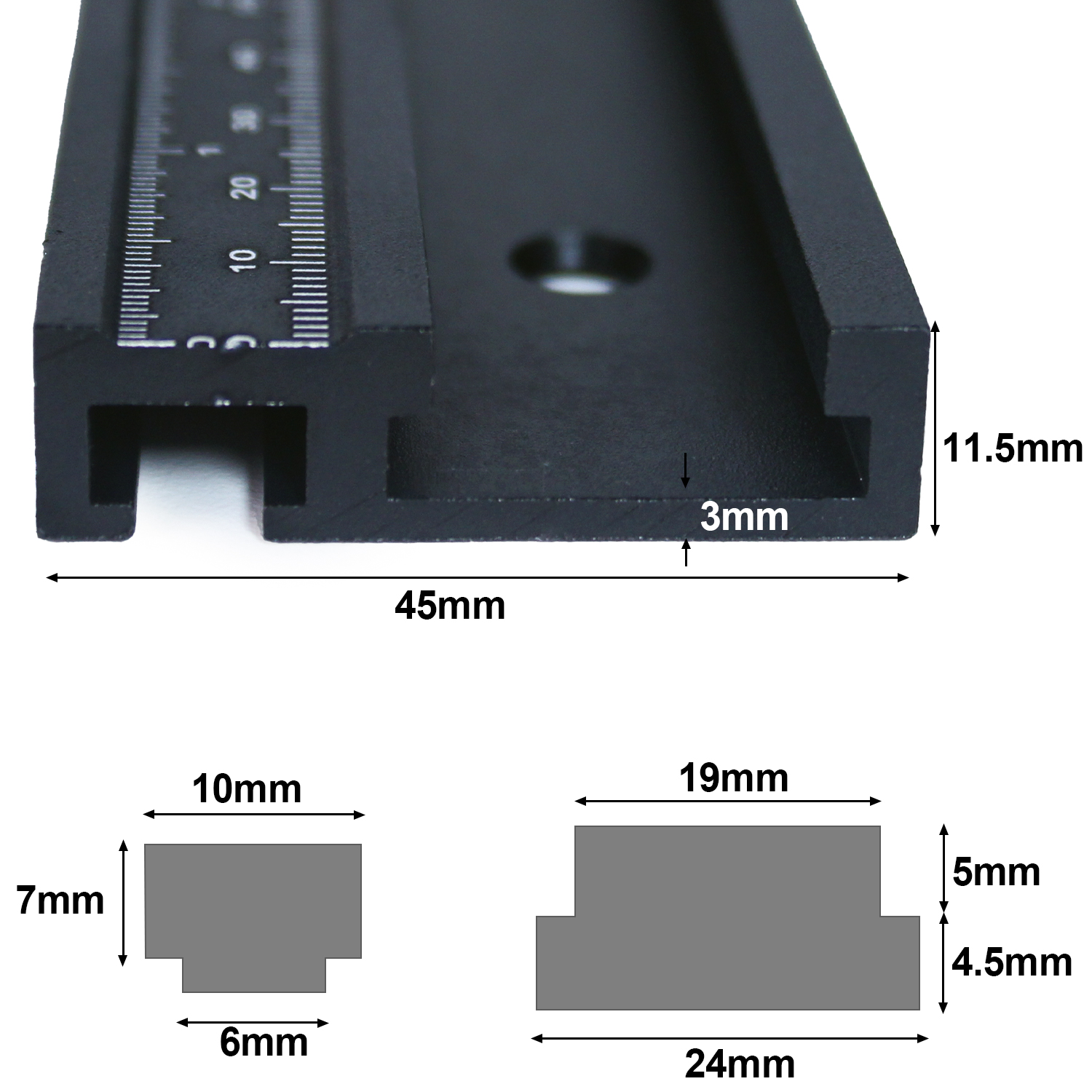 1Pc T-Track 45 Chute with mm/i - Scroll Saw Bench avaliação e preço