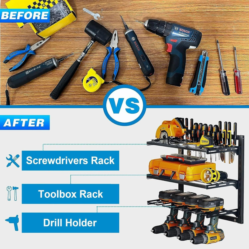 Power Tool Storage Rack 3 Laye - Power Tools Organizer Diy avaliação e preço